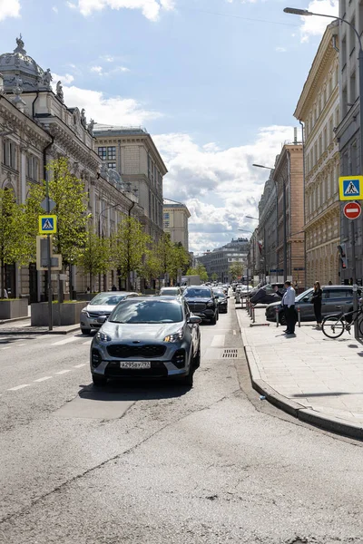 Moskva Rusko Srpna 2021 Letní Provoz Neglinnaya Street Moskvě Ulice — Stock fotografie