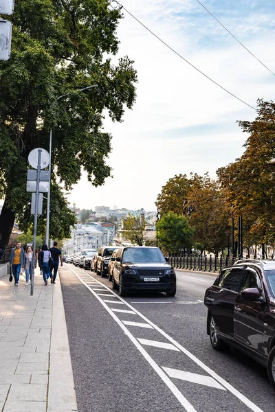 Moskou Rusland Augustus 2021 Zicht Rozjdestvenskij Boulevard Moskou Bij Zonsondergang — Stockfoto