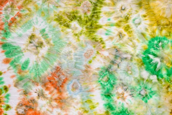 Detalj Handritade Sidensjal Med Abstrakt Prydnad Tie Dye Batik Teknik — Stockfoto