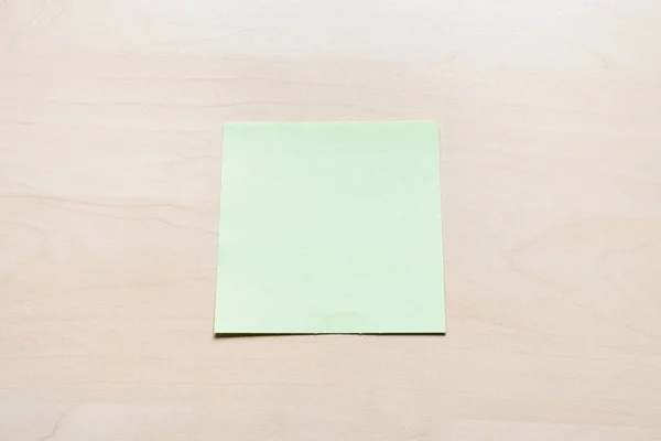 Top View Blank Green Sheet Note Paper Light Brown Wooden — Stock Photo, Image