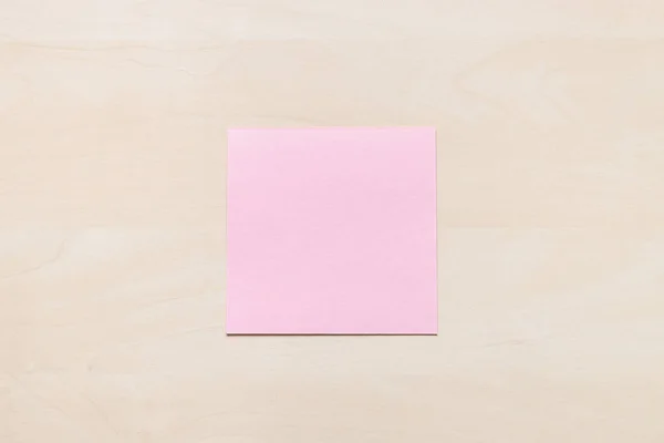 Top View Blank Pink Sheet Note Paper Light Brown Wooden — Stock Photo, Image