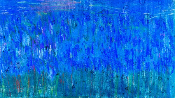 Абстрактный Рисунок Полем Голубых Цветов Радужной Оболочки Раскрашенный Сухими Пастелями — стоковое фото