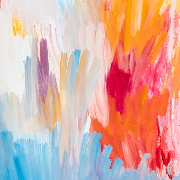 Abstract Square Colorful Composition Brushstrokes Hand Painted Light Gouache Paints — Stock Photo, Image