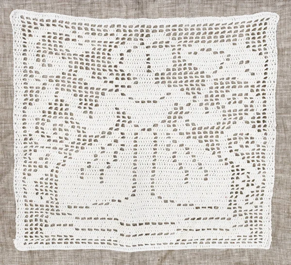Handcrafted Vintage Embroidery Lady Umbrella Handmade Mesh Filet Crochet Technique — стоковое фото