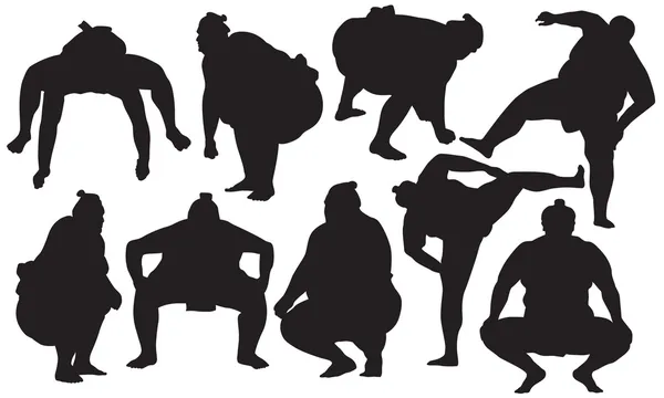 Sumo wrestlers silhouette — Stock Vector