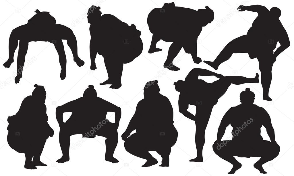 Sumo wrestlers silhouette