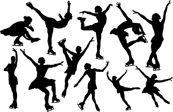 Silhouette vectorielle de patinage artistique — Image vectorielle