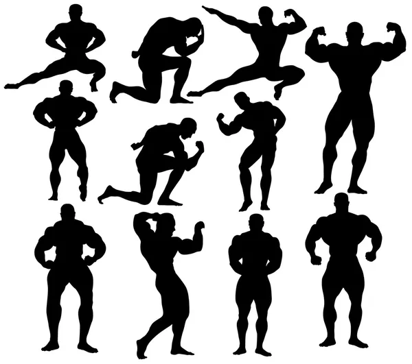 Vector bodybuilding silhouettes — Stock Vector