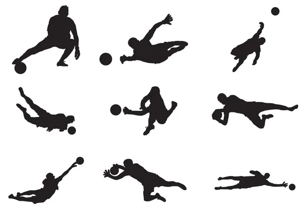 Voetbaldoelman silhouet — Stockvector