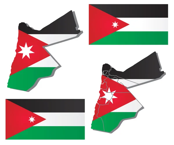 Vektorová mapa Jordánska naplněné vlajkou státu — Stockový vektor