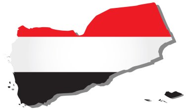 yemen Devlet bayrağı ile dolu vektör harita