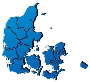 yüksek Detaylı vektör harita - Danimarka