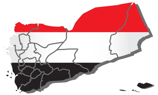 Vector map of Yemen filled with flag of the state — Stock Vector