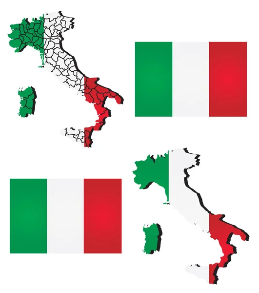 Векторная карта Италии с флагом государства — стоковый вектор