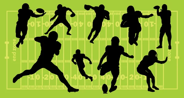 Силуэты американского футбола — стоковый вектор