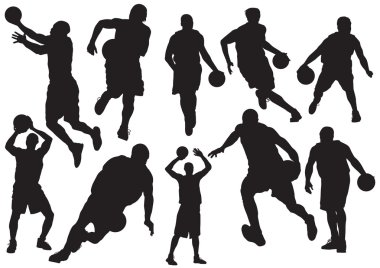 Silhouettes of Basketball Players Vector clipart