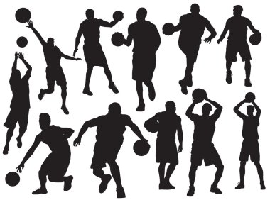 basketbol oyuncuları siluet vektör
