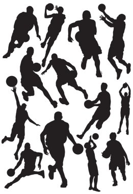 Vector silhouettes of basketball clipart
