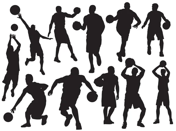 Silhouette des joueurs de basket-ball vectoriel — Image vectorielle