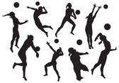 vector silhouettes of womens beach volleyball