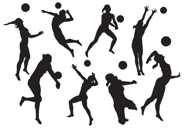 Bayanlar plaj voleybolu Vector silhouettes
