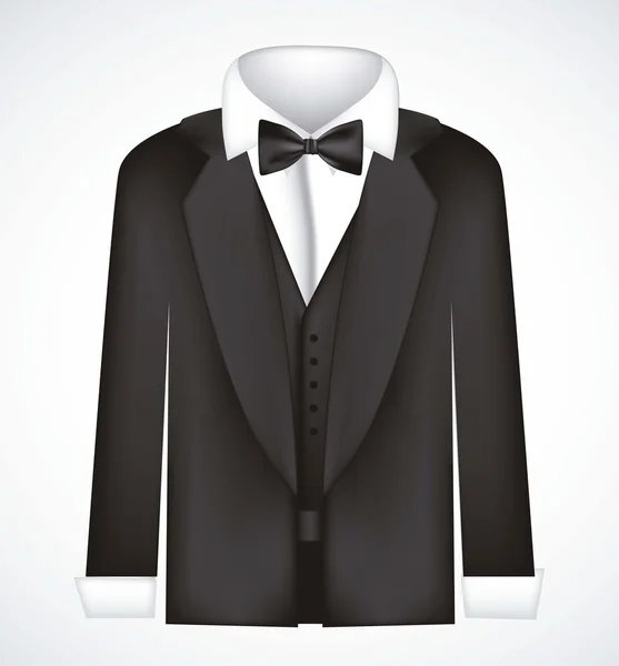 Traje negro con pajarita — Vector de stock