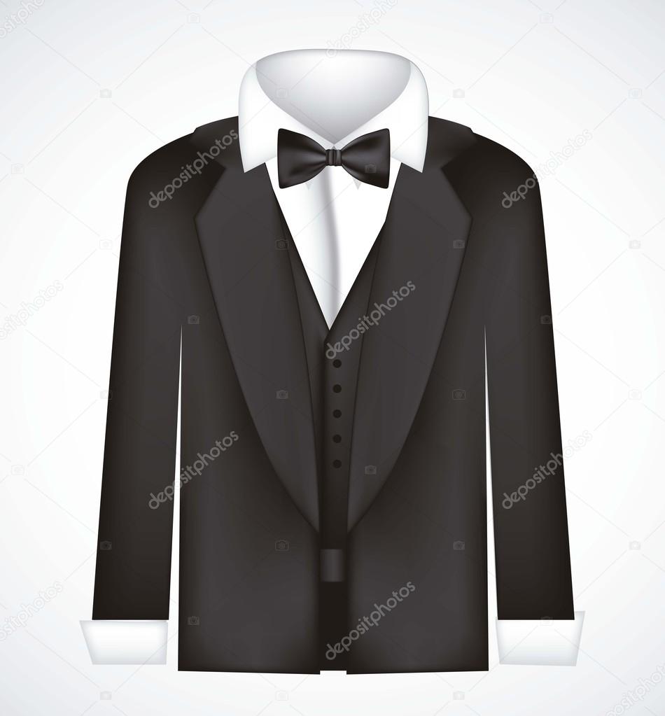 black suit with bow tie