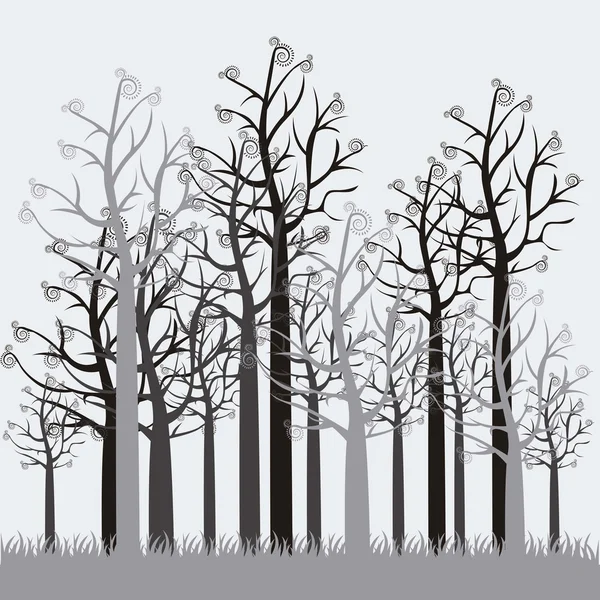 插图的灰色的树 — 图库矢量图片