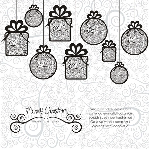 Cadeaux et boules de Noël — Image vectorielle