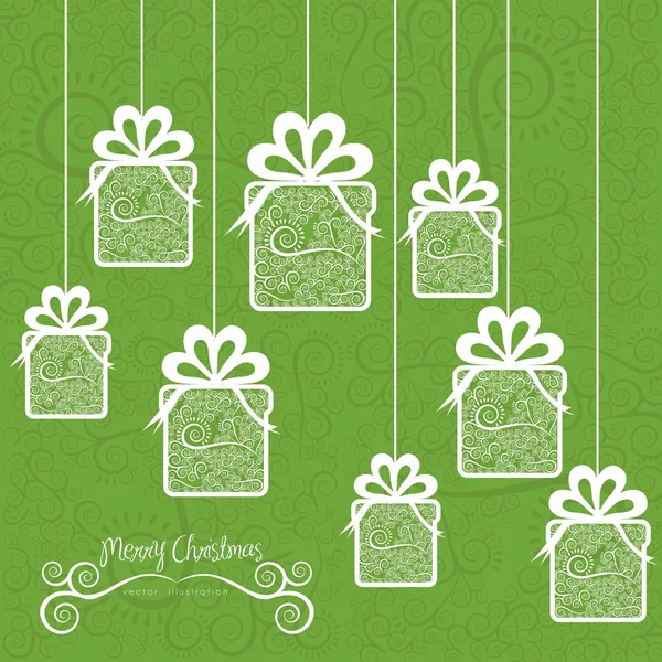 Christmas gifts hanging on — Stock Vector