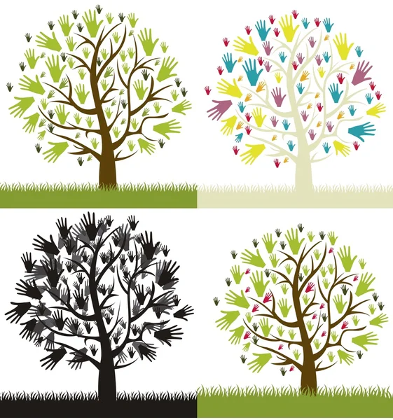 Árbol de manos — Vector de stock