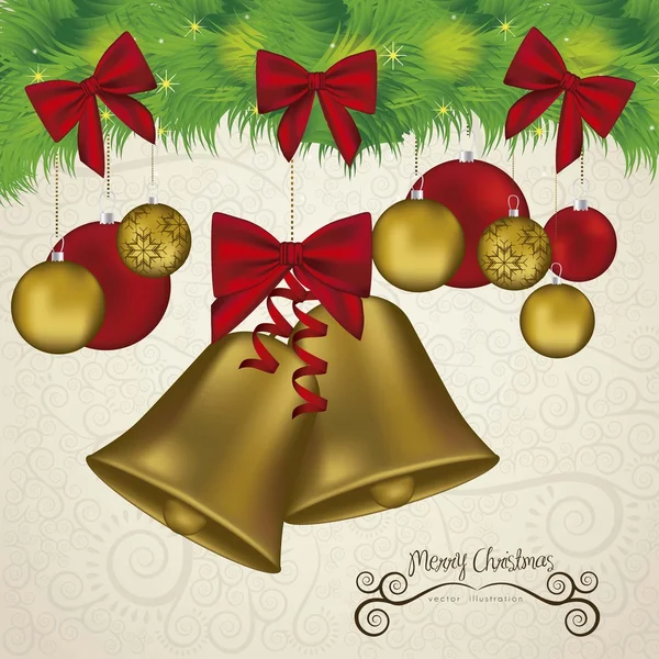 Kerst gouden bells — Stockvector