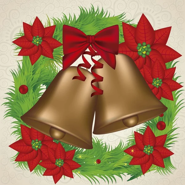 Vánoční zlaté zvonky — Stockový vektor