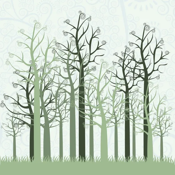 Illustrations of green trees — Stock Vector