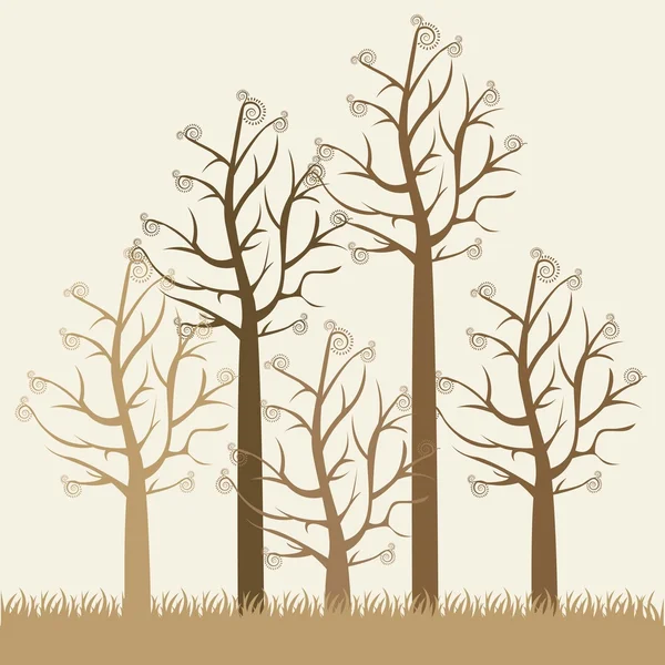Illustrations of brown trees — Stock Vector