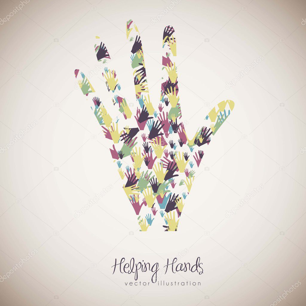 illustration of many color hands