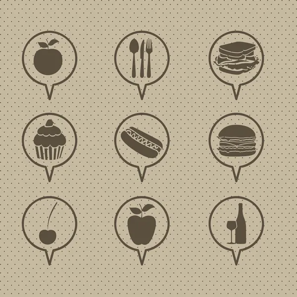 Restaurante e iconos de la comida — Vector de stock