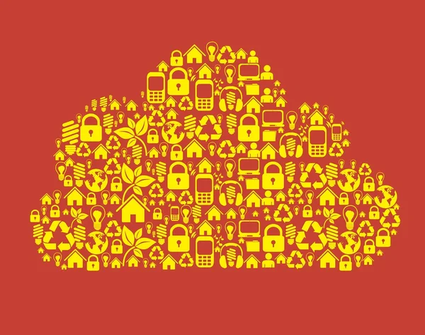 Cloud composed technological icons — Stock Vector