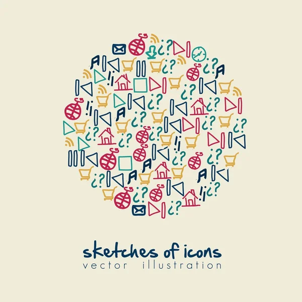 Planeta de bocetos iconos — Vector de stock