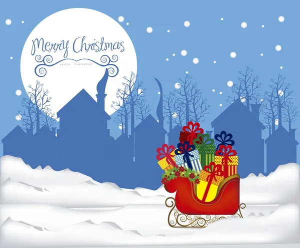 Illustration of sleigh full of gifts — Stock Vector