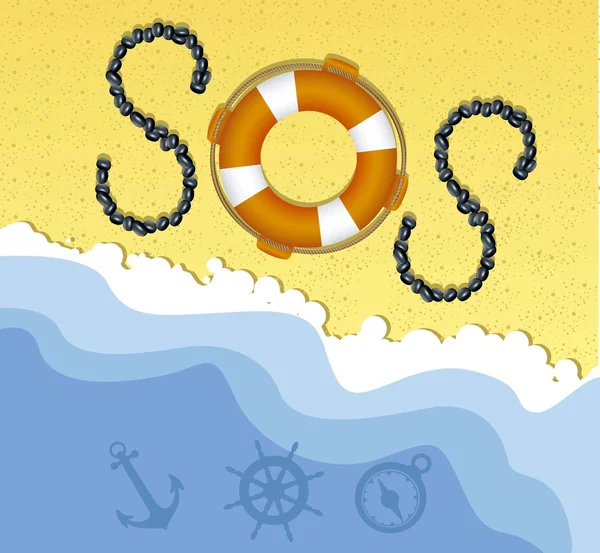 Illustrazione di SOS — Vettoriale Stock