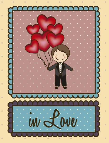 Groom with hearts balloons — Stock Vector