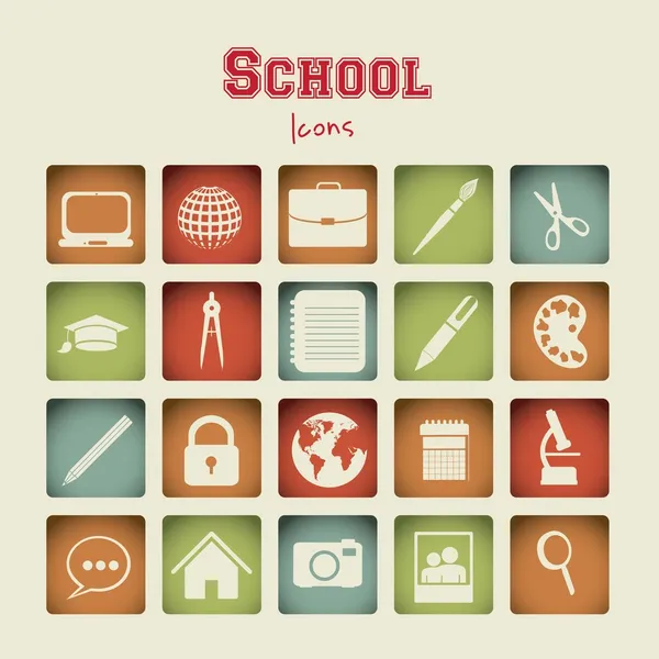 Iconos escolares — Vector de stock