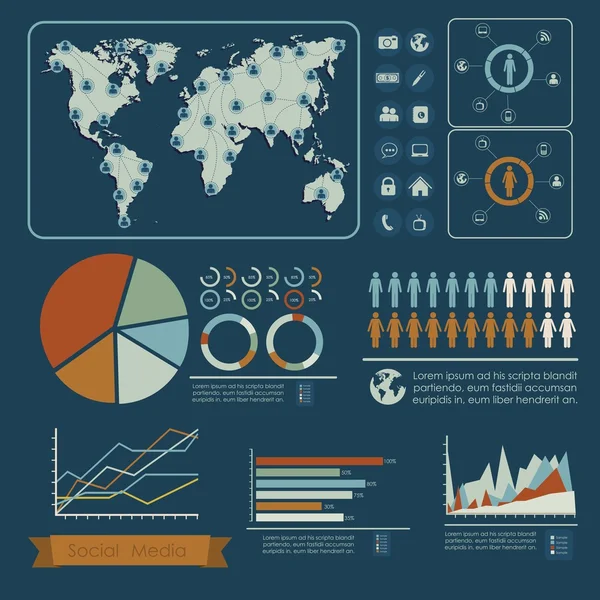 Инфографика социальных сетей — стоковый вектор