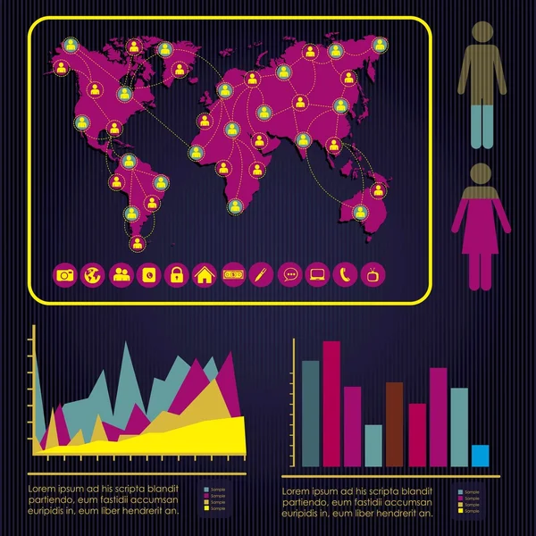 Redes sociales Infografía — Archivo Imágenes Vectoriales