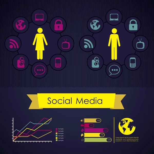 Infographie sur les médias sociaux — Image vectorielle