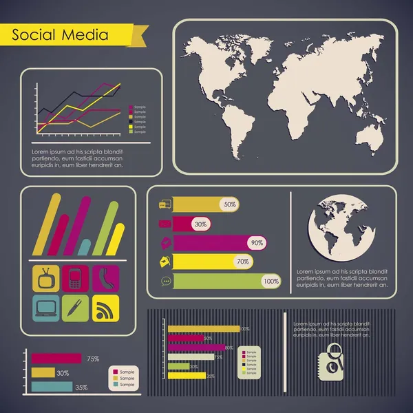 Social Media Infographic — Stock Vector