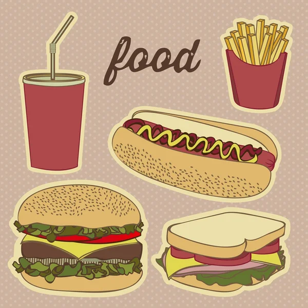 Fast food icons — Stock Vector