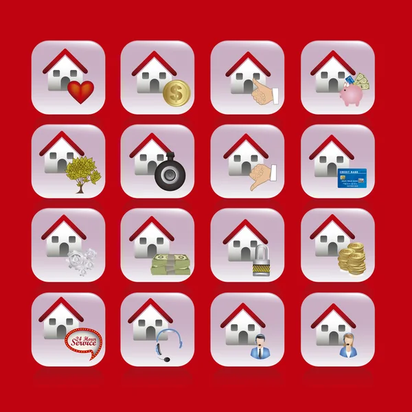 Icone immobiliari — Vettoriale Stock