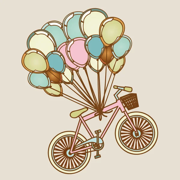 Bicycles and balloons — Stock Vector